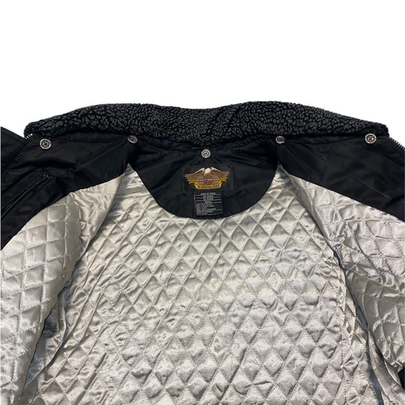 RARE Small Black Harley-Davidson Quilted Lined Jacket With Removable Collar - Picture 12 of 16
